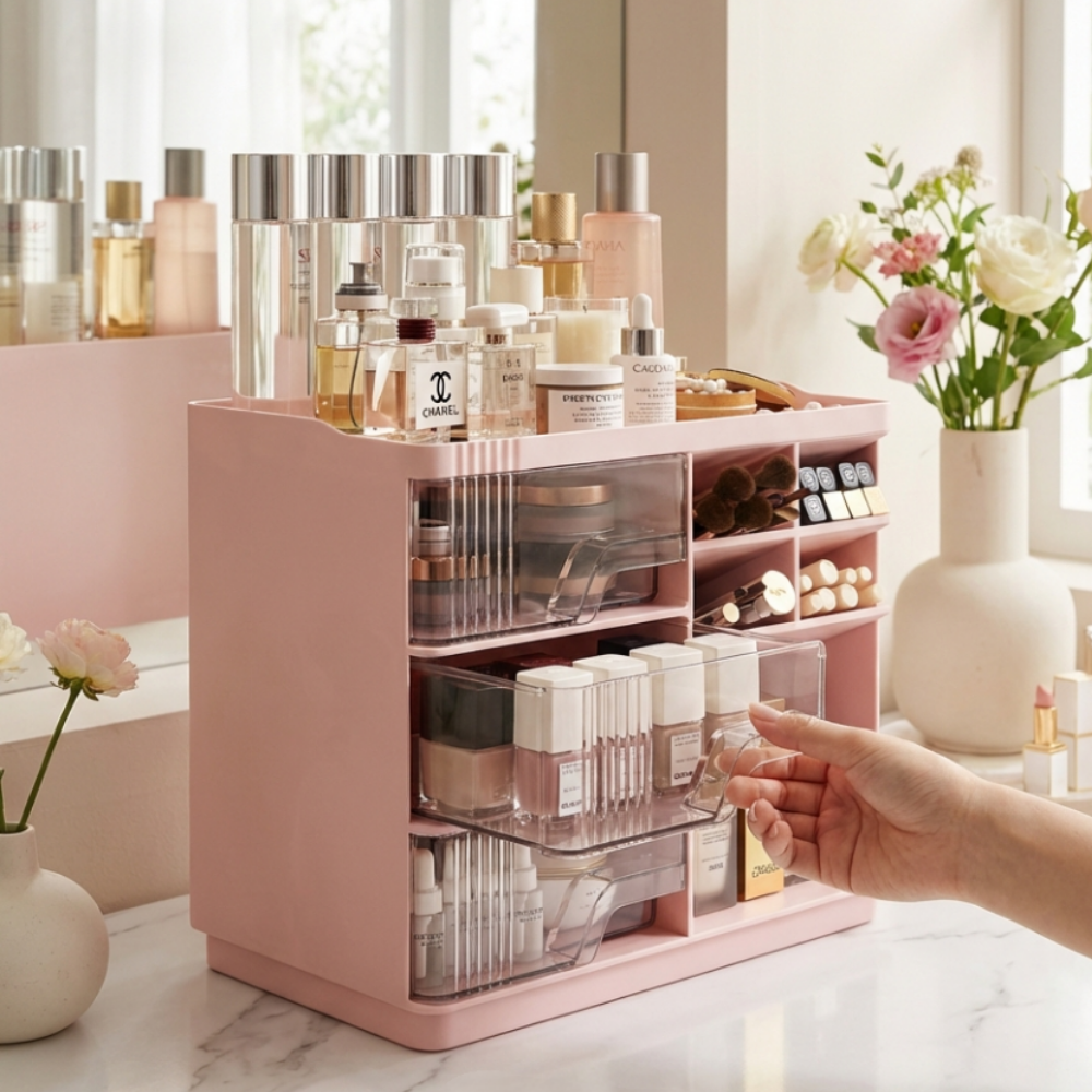 소담픽 화장품 정리함 다용도 수납함, 1개, 핑크색 15,000원
