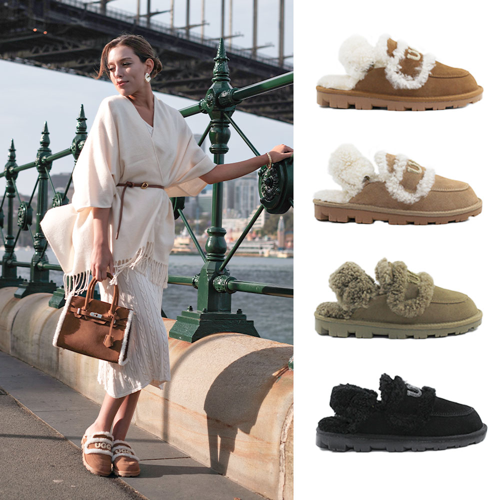 [빠른무료배송] 호주정품 럭스오즈 플러피 탈부착 밴딩 어그 슬리퍼 (굽 2.5cm) LUXOZ UGG LU001 67,880원