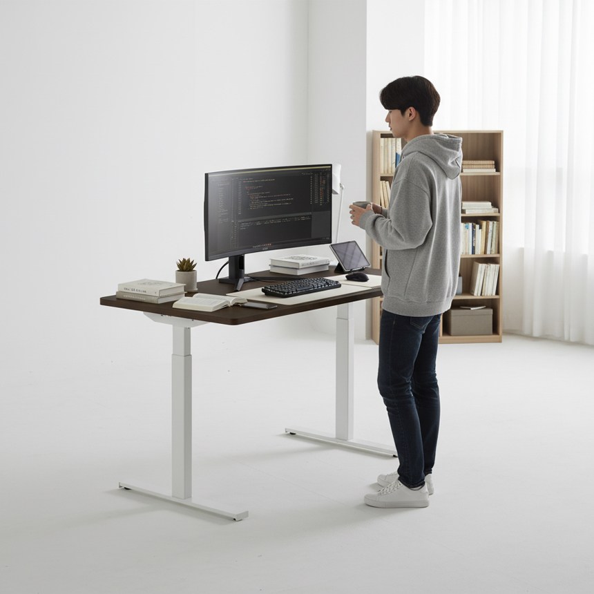 에렉투스 우드베니어 리낙 듀얼 높이조절 모션데스크 월넛 1800x800 프리미엄 1,213,000원