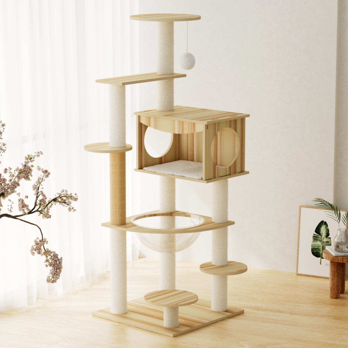 아그다 6단 캣타워 360통창 숨숨집, 1개, 원목 52,900원