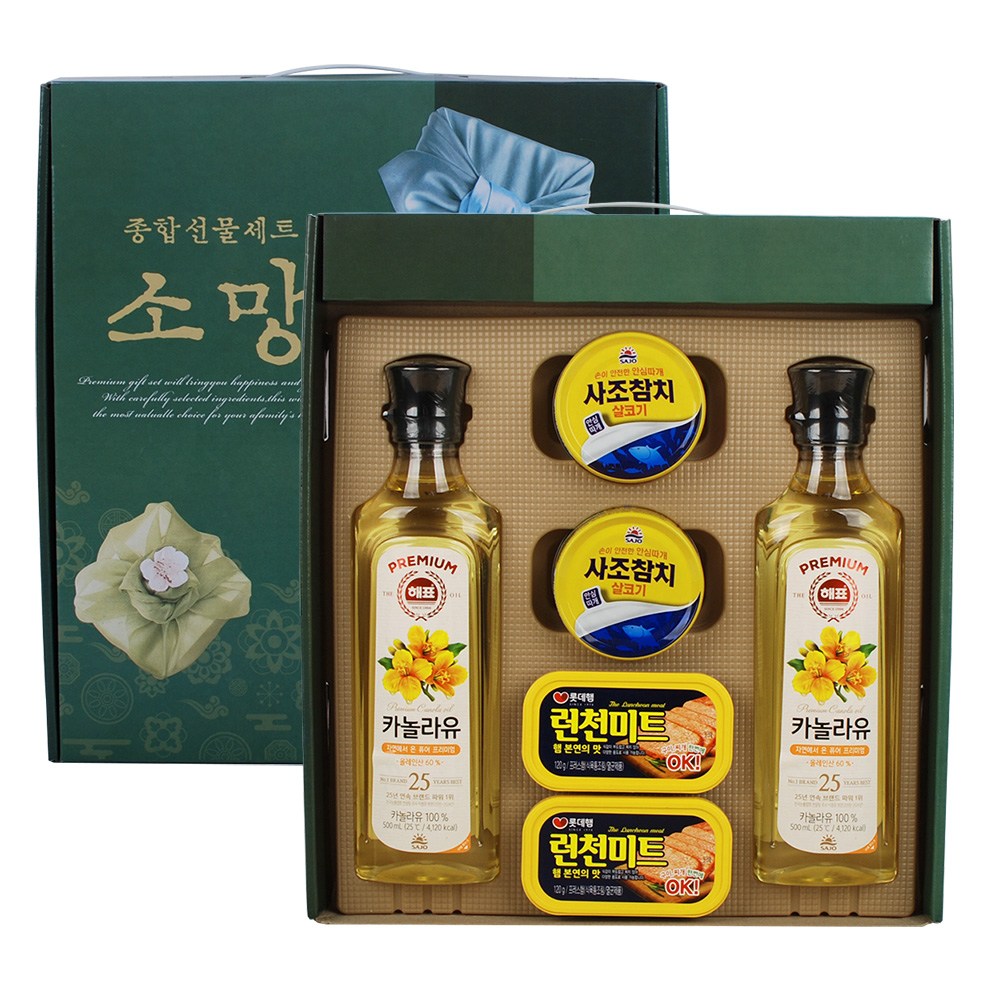 명절 소망종합6P선물세트(오일2개+참치2개+햄2개) 김치참치세트 햄세트 오일세트 런천미트 기름 16,700원
