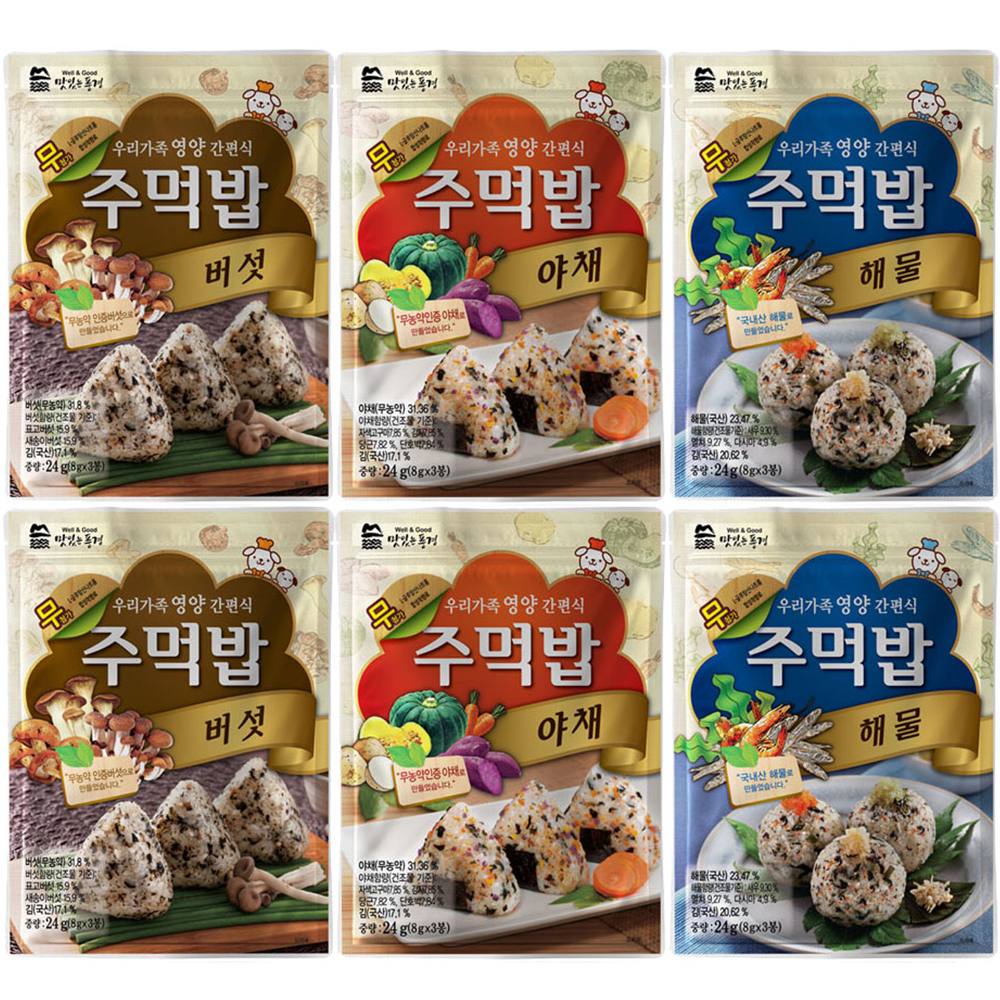 맛있는풍경 주먹밥 야채 24g + 버섯 24g + 해물 24g, 72g, 2세트 16,840원