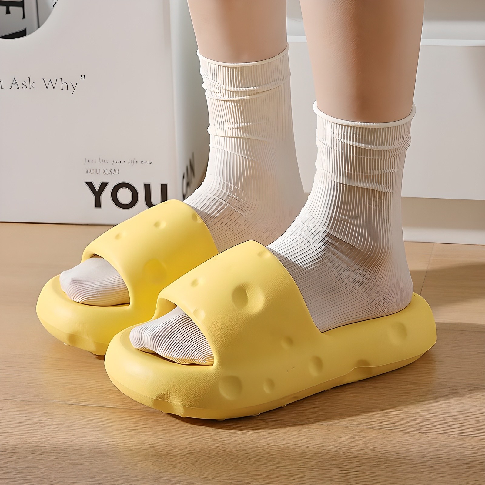 에버하우스 치즈 미끄럼 방지 슬리퍼, 치즈옐로우, 1개 4,500원