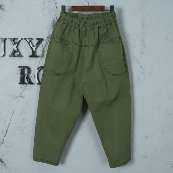 벅시루 여성 오레오 둥근입구 배기 미시 여성 77사이즈 9부 봄가을 스판 밴딩바지 47,600원