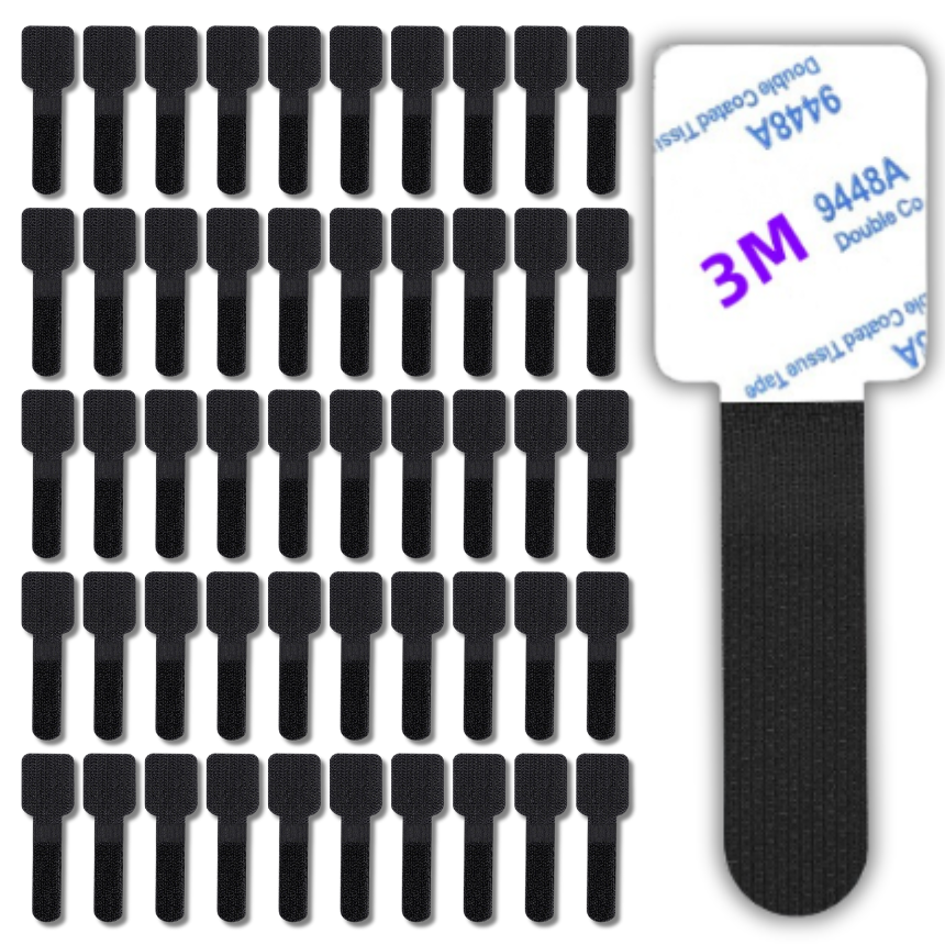 LyQora] 깔끔정리 케이블 고정 클립 - 초간편 부착 / 재사용 가능 / 책상 TV 데스크 전선 정리, 블랙, 50개 6,200원