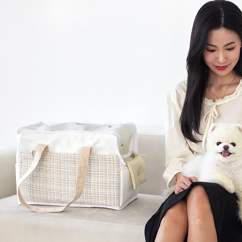 제이리 강아지 가방 반려동물 카시트 이동가방, 1개, 베이지 69,000원