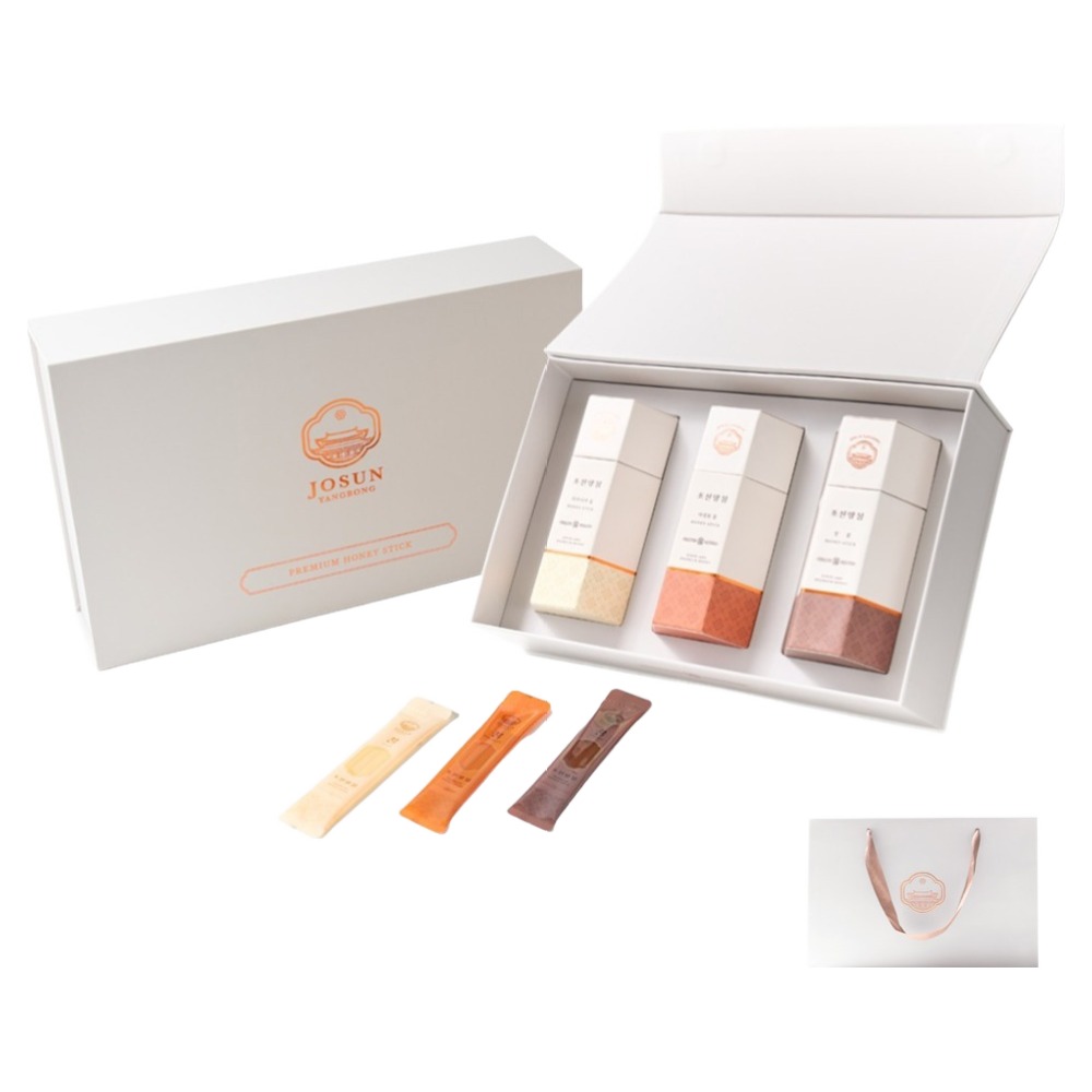 조선양봉 자연 벌꿀 스틱 3종 + 쇼핑백 선물세트 47,000원