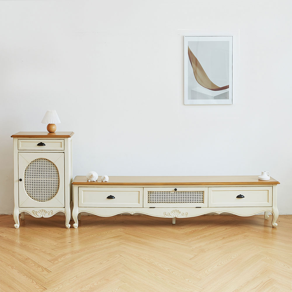 유캐슬 루앙 엔틱 아이보리 TV 2000 거실장 세트 (거실장+협탁) 655,000원