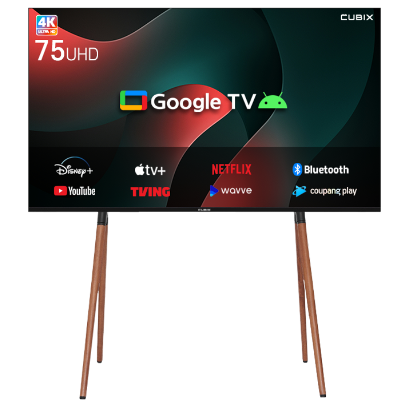 이젤큐빅스 75인치 TV 구글 스마트 4K UHD 인테리어 안드로이드 티비 1등급, 방문설치 999,000원