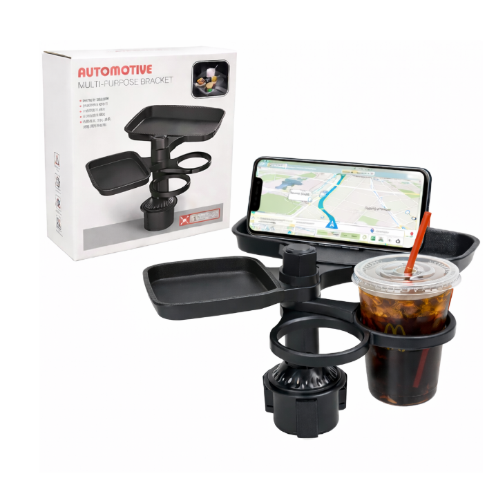 차량용 음료수 컵홀더 2구 수납 트레이 회전식 다기능 컵홀더 확장형, 컵홀더2트레이, 1개 10,800원
