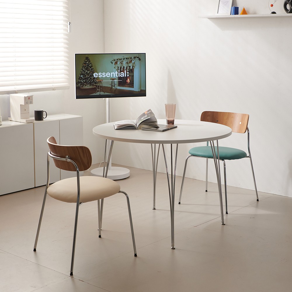 미드센추리 클로에 800 1000 1200 1400 원형 반타원형 라운드 테이블 식탁 화이트, 실버, 1000 원형 화이트 99,000원