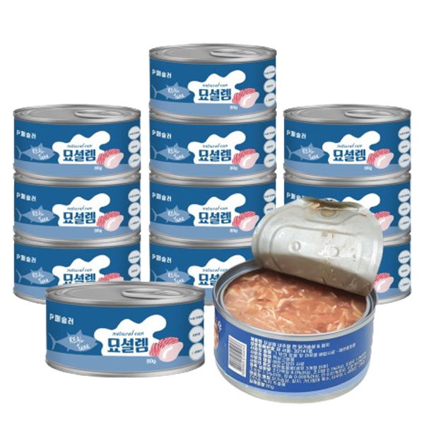 페슬러 고양이 묘설렘 간식 내추럴 캔, 혼합맛(닭가슴살/참치), 80g, 12개 13,550원