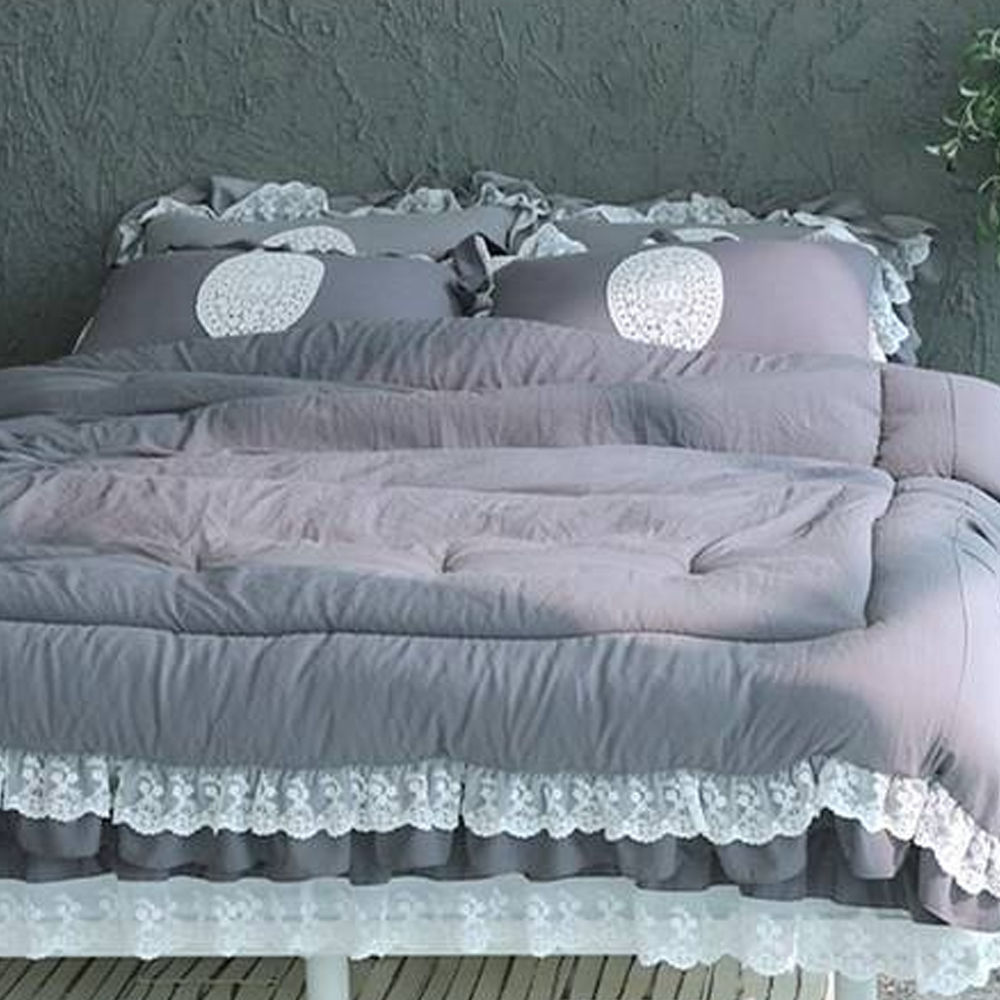 류금숙 프렌치향기 실키케어 프릴 차렵이불 + 베개커버 + 숏매트커버 세트 289,850원