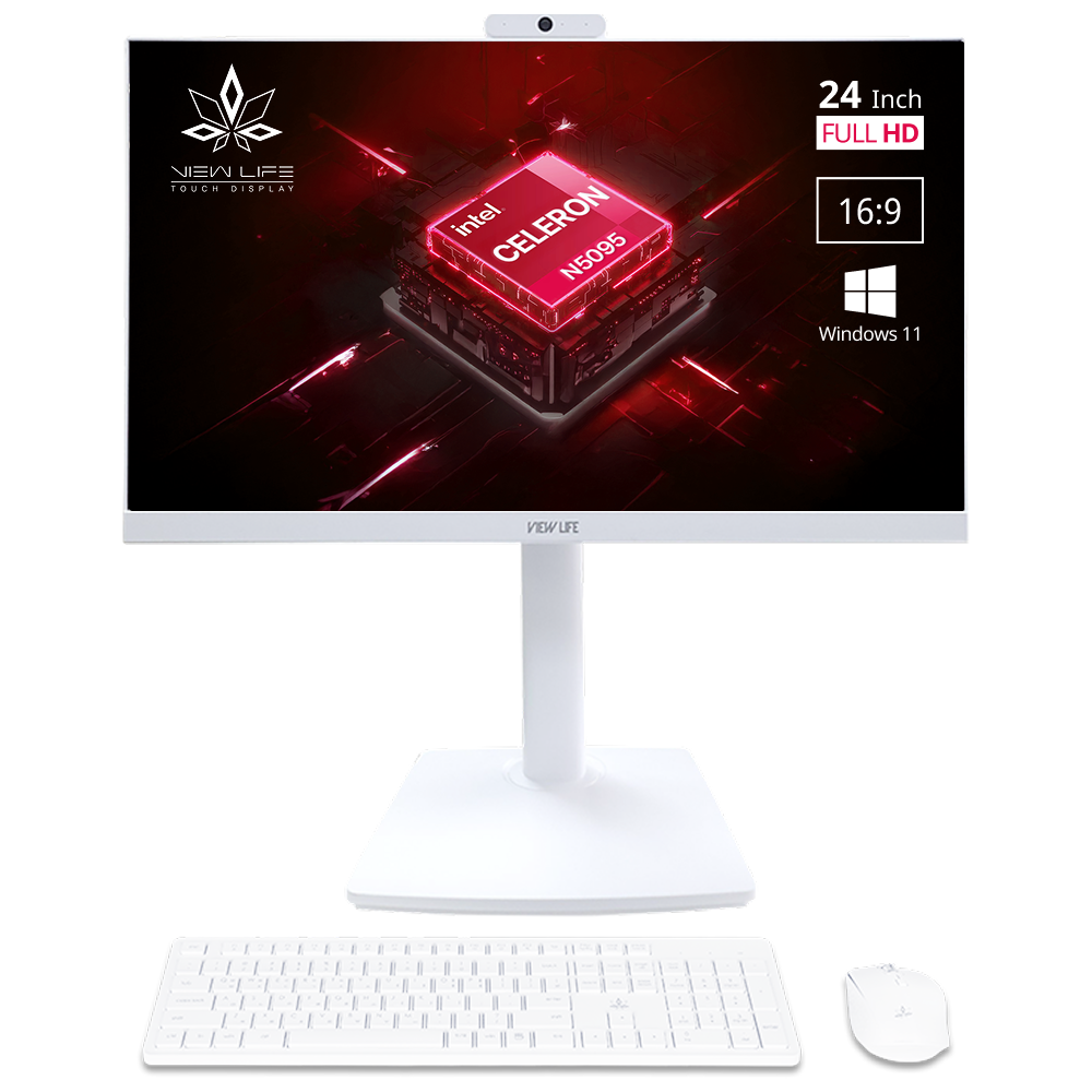 뷰라이프 24형 고급형 웹캠 일체형PC N5095 윈도우11포함 무선키보드마우스 마우스패드 증정, 128GB, 8GB, 화이트, AP-T238C-N5, WIN11 Pro 437,000원