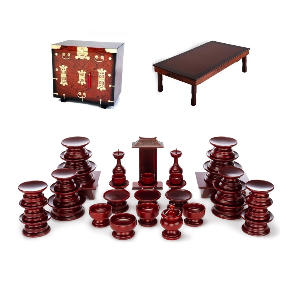 남원목기 춘향 물푸레 제기세트 37p + 남원 앞닫이 제기 보관함 + 남원 춘향골 직교자상 80-120, 1세트, 보관함 + 제기세트 37p + 직교자상 599,000원