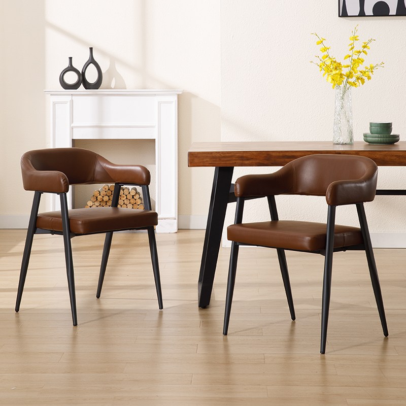 다야레인 식탁의자 미드센추리 모던 뉴트로 카페 가죽 메탈디자인 인테리어 암체어, 브라운, 2개 161,100원
