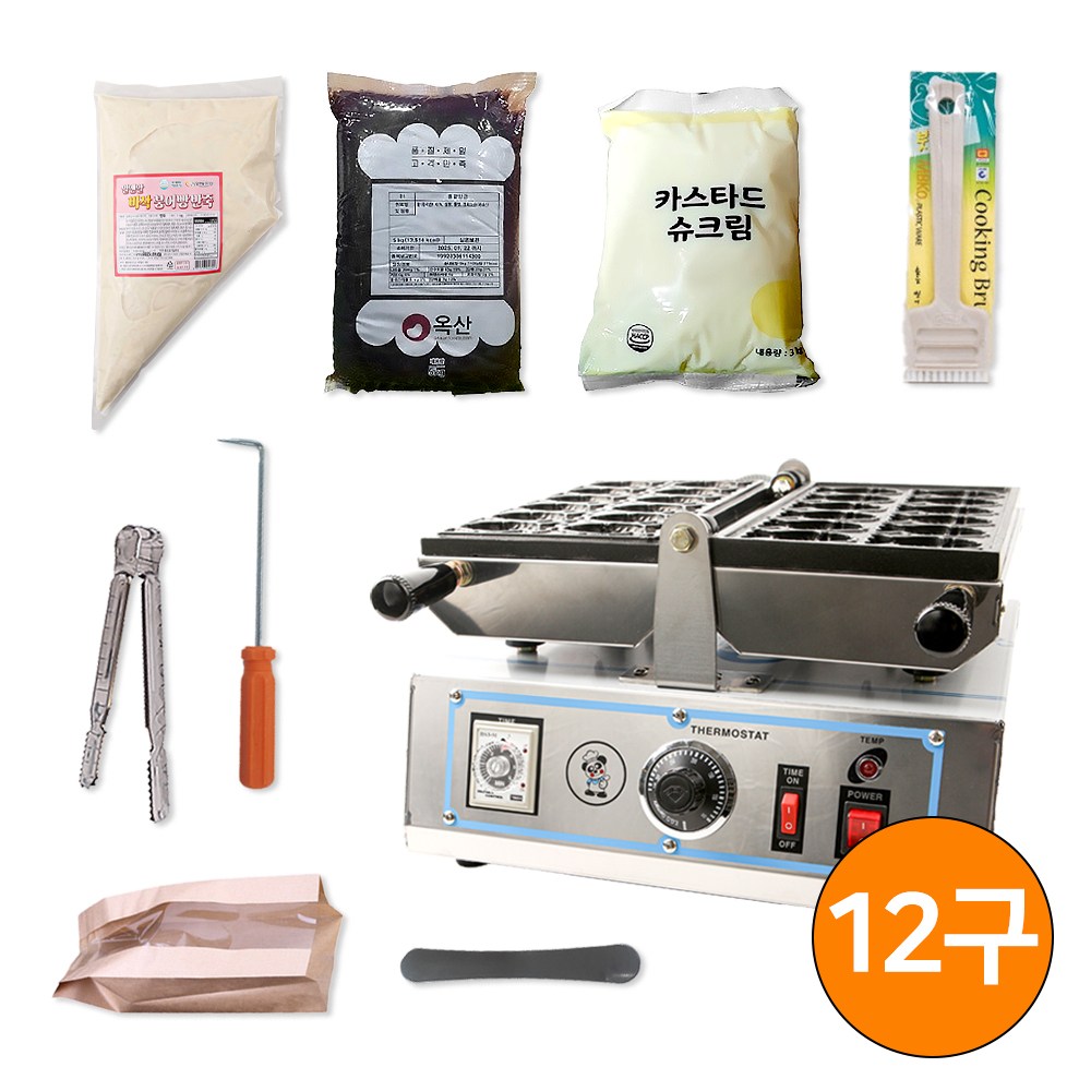 알앤알 미니 붕어빵 창업세트(미니 붕어빵 12구+반죽10kg+팥앙금5kg+슈크림3kg+부자재) 680,000원