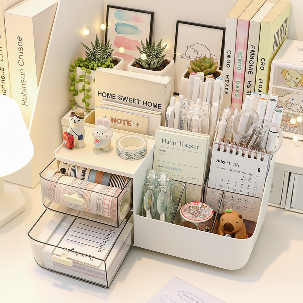 갱모아 깔끔정리 분리수납 데스크 오거나이저, 1개, 화이트 15,100원