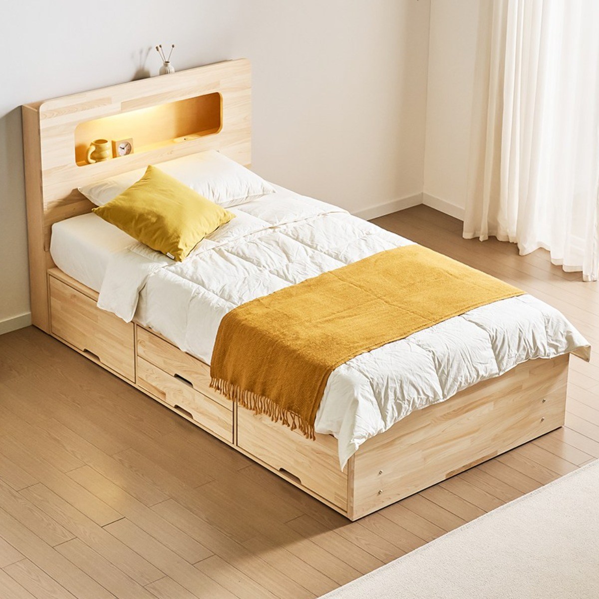 보루네오 코지 4서랍 편백나무침대 원목 수납헤드 슈퍼싱글 프레임 466,000원