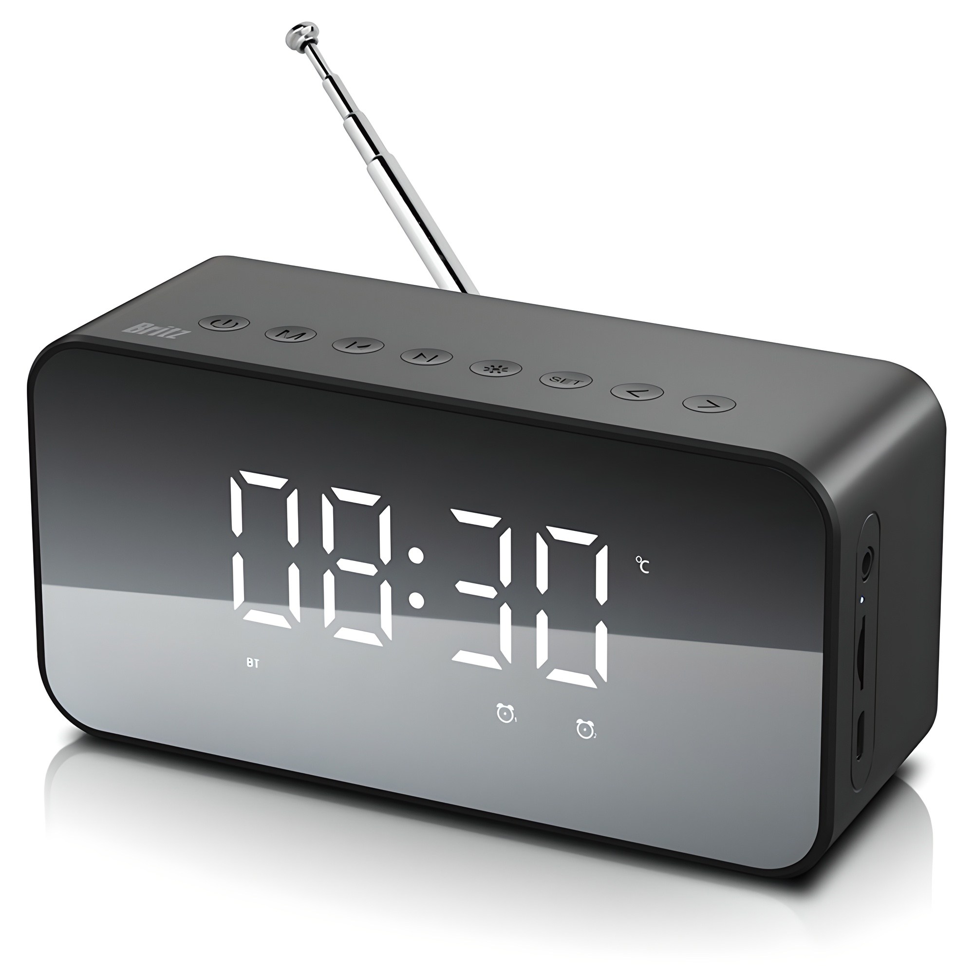 브리츠 라디오 알람시계 겸용 블루투스 스피커, BZ-MX2100, 블랙, 현재가 36,000원