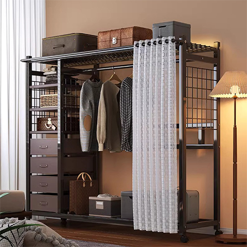 H N Quality Home 커튼형 이동식 강철제 시스템 옷장, 대용량 저장용, 간편한 조립 115,200원