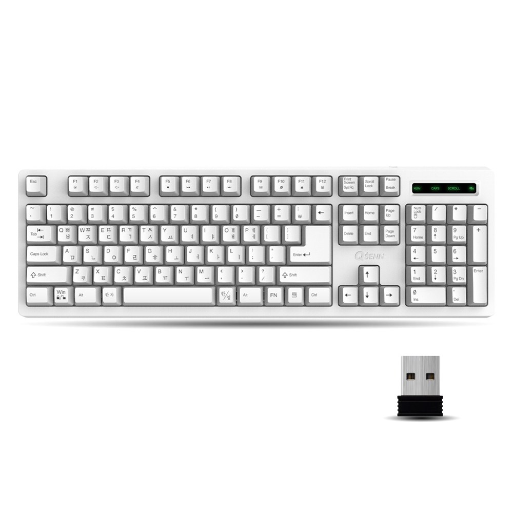 큐센 무선 일반형 키보드 + 키스킨 세트, WHITE, SEM-DT45 Plus Wireless 29,000원