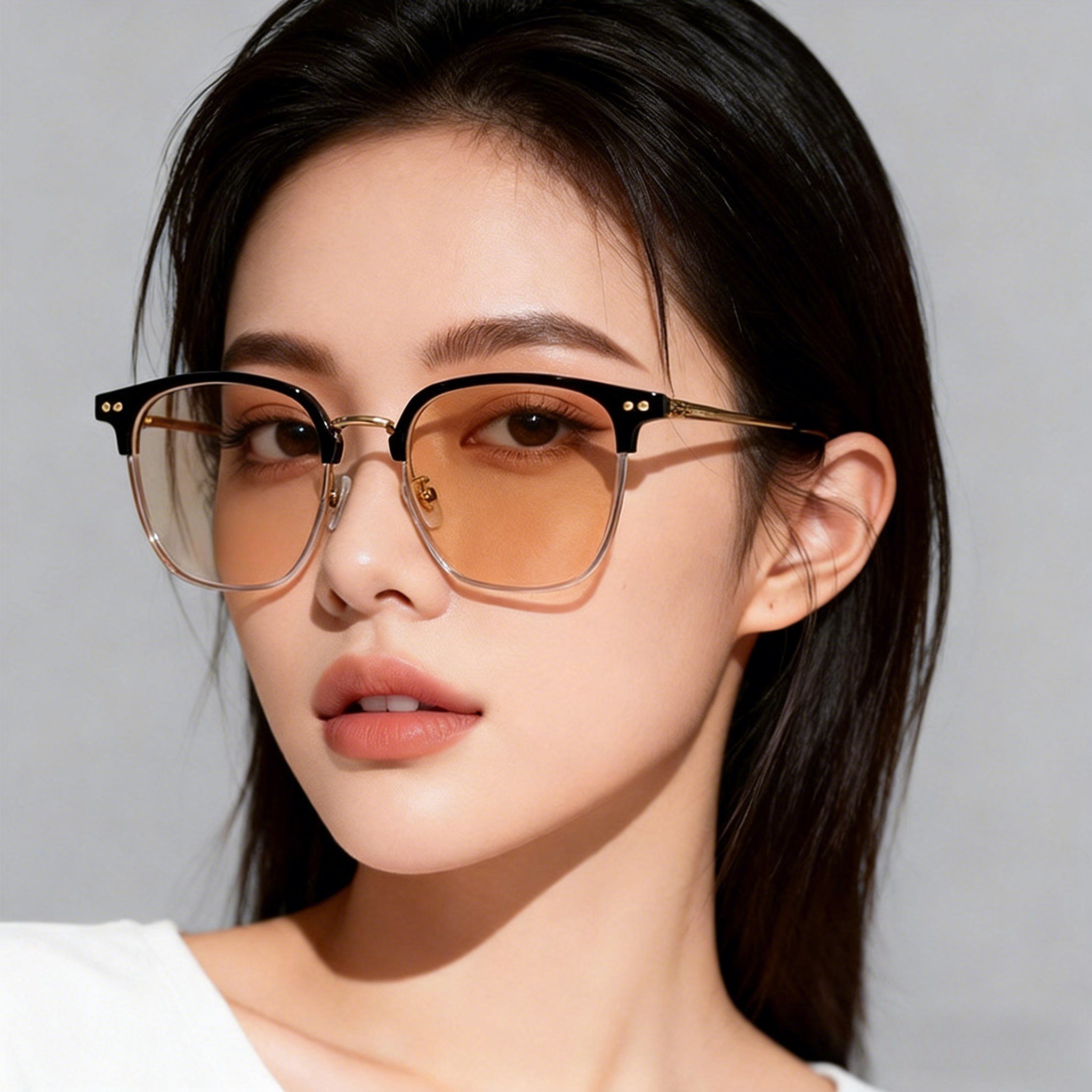 FEISEDY 블루라이트 차단 변색 렌즈 사각 반무테 여성 남성 안경  B1614, 현재가 15,400원