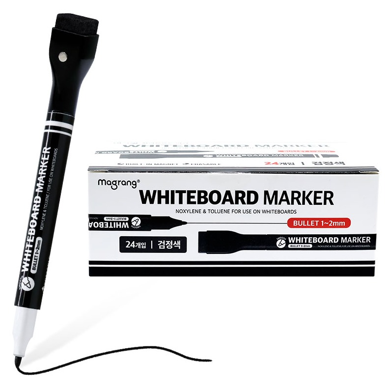 마그피아 지우개 일체형 자석 화이트보드 마카 24p, 검정, 1개 14,000원