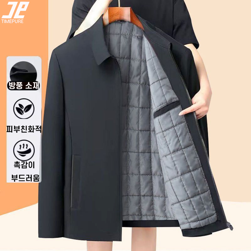 두툼 보온 중년 남성 재킷 겉옷 가을겨울 캐주얼 어울리기 쉬운 샤프트 칼라 지퍼 편안한 상의 26,000원