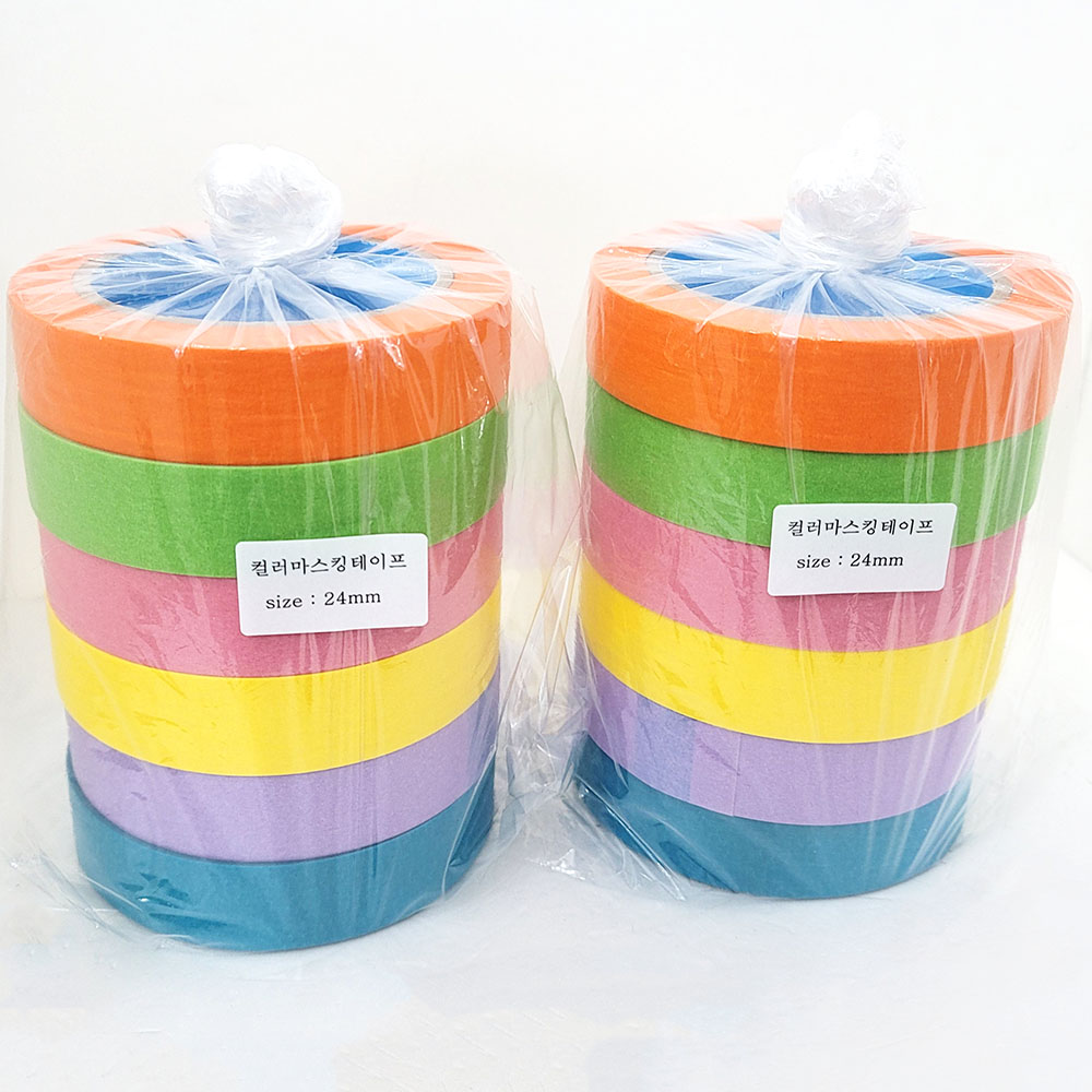 (1세트-6개입)파스텔톤 컬러 종이테이프 24mm x40M 마스킹테이프 12,400원