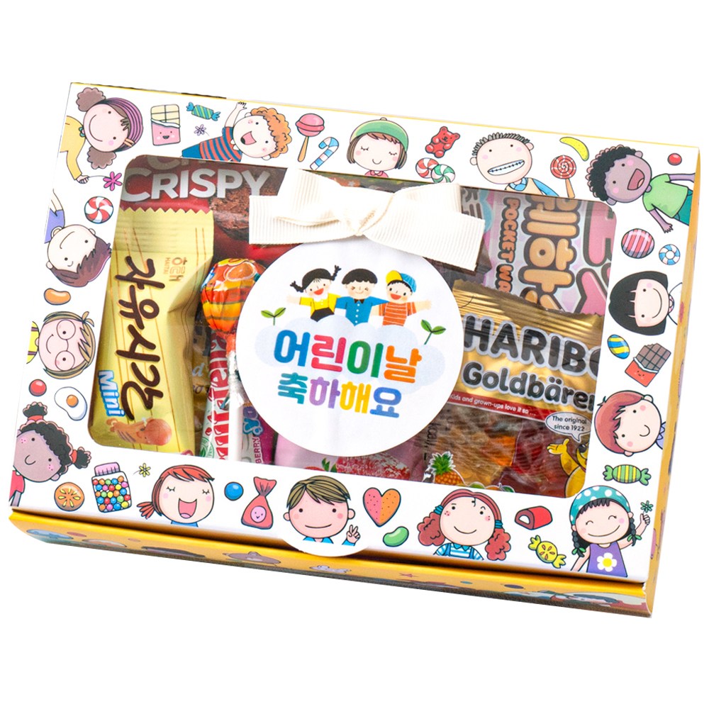 단체 과자 선물세트(중) 신학기 어린이날 행사 운동회 생일 행사 답례품 간식 꾸러미 구디백, 1개, 과자(중)노랑상자 5,950원