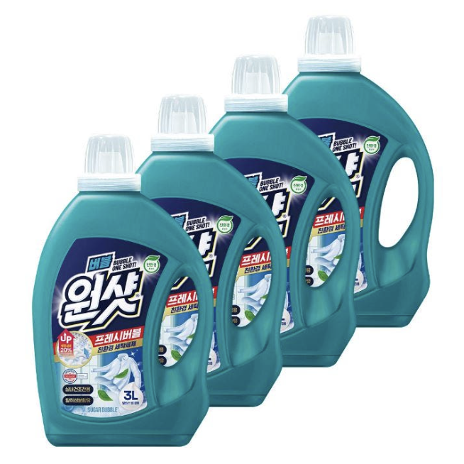 슈가버블 버블원샷 실내건조 탈취성분함유 프레시버블 세탁세제 3L x 4개, 3L, 4개 38,980원