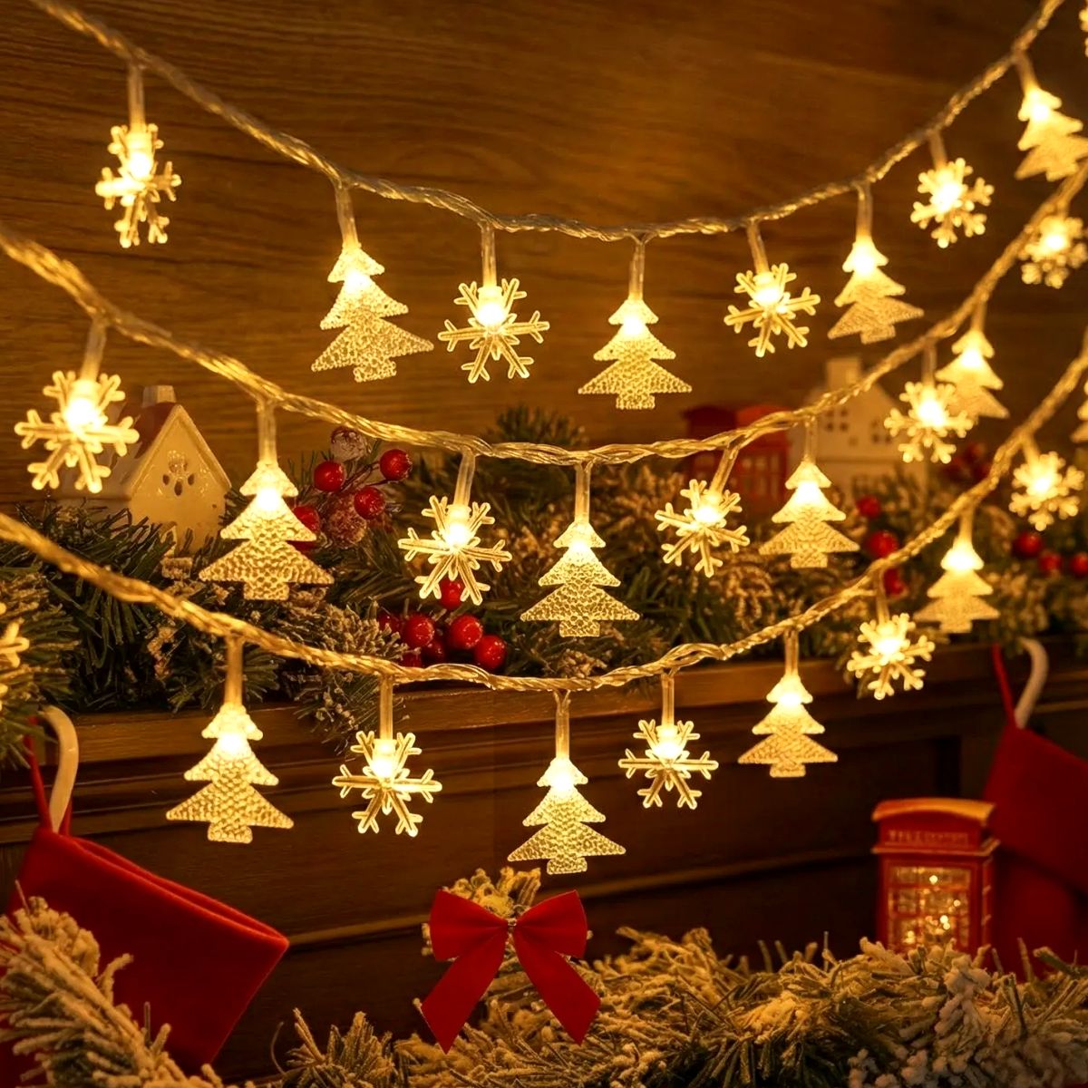 보리도리 크리스마스 조명 장식 건전지형, 1개, 트리&눈꽃 10,900원