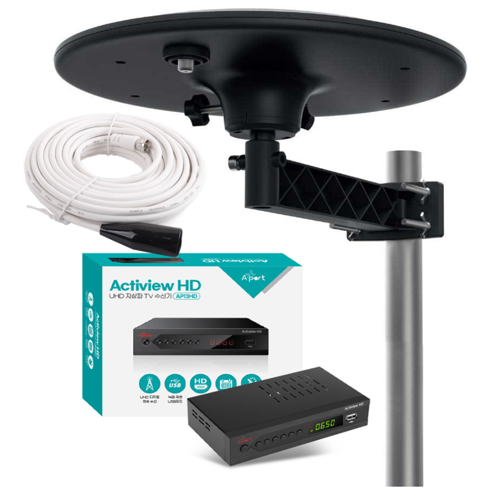 UHD 지상파 TV 안테나 셋톱박스 수신기세트 1.5~10M 케이블 포함 차량용 가정용 캠핑용 농막용 80,800원