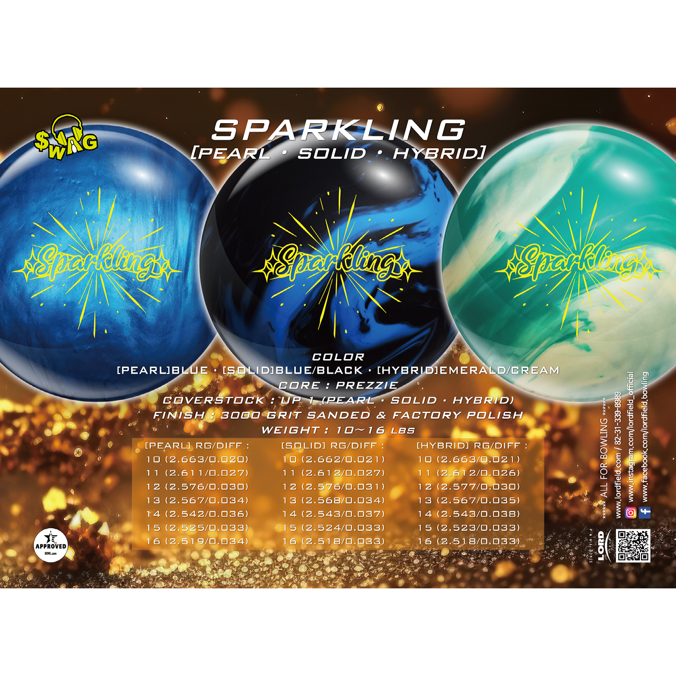 해피볼 로드필드 스파클링 (펄+솔리드+하이브리드) 초급용 볼링 공, 시소백 165,000원