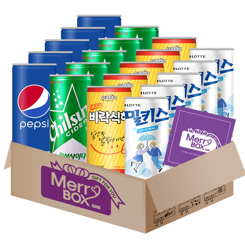 탄산음료 미니캔 4종 세트 (밀키스5+비락식혜5+펩시5+칠성사이다5), 1세트, 190ml 15,800원