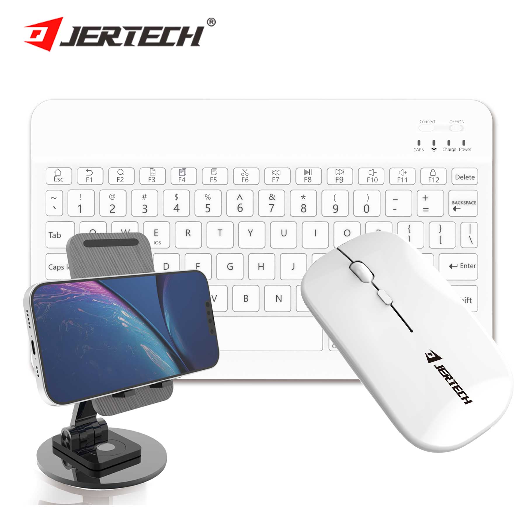 JERTECH  무선 키보드 + 마우스+휴대폰 거치대 세트 무소음 블루투스 연결 CT3-01 29,800원