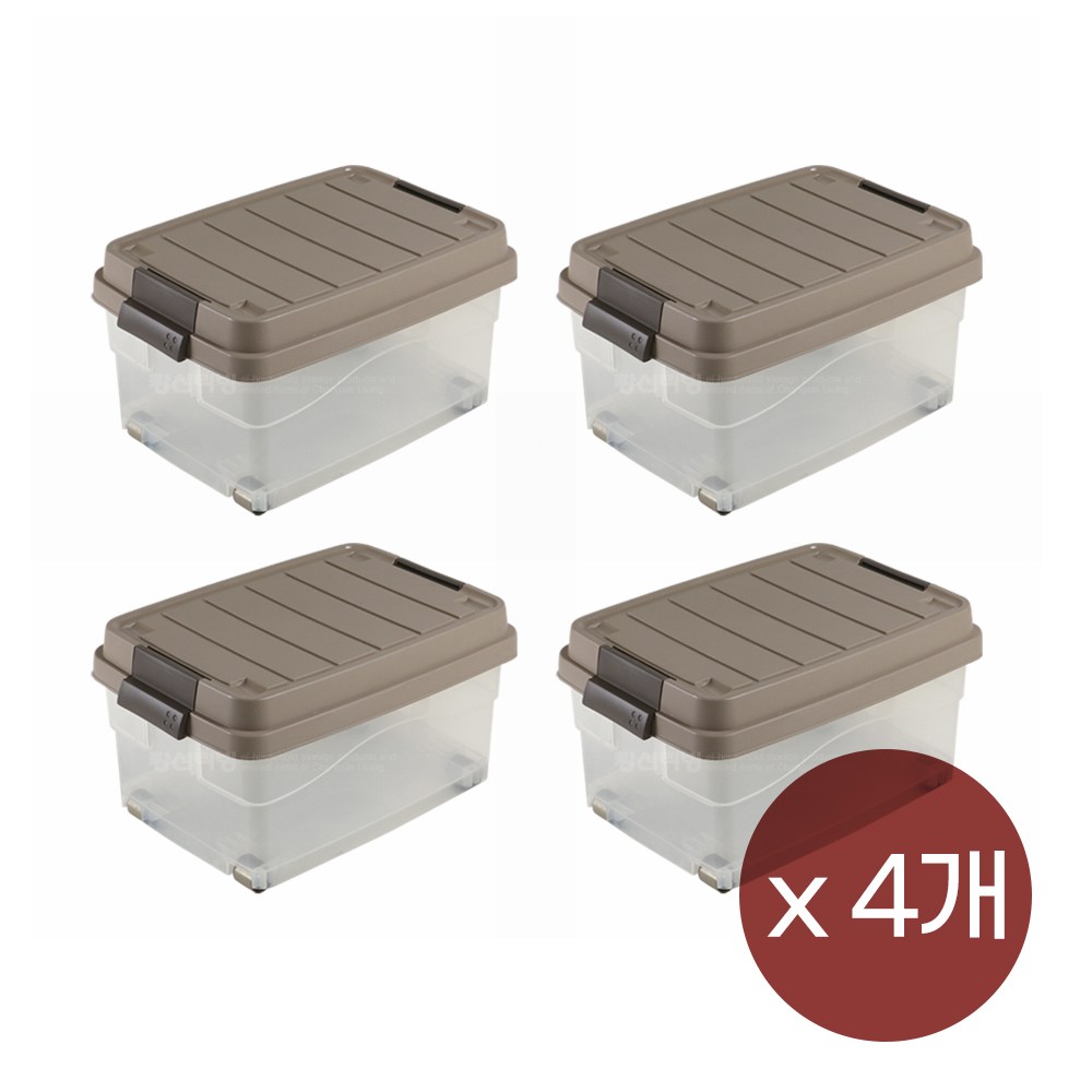 리빙박스 적층형 바퀴달린 다용도 수납 브라운 4P 대용량 45L 적층형수납박스 의류보관 장남감수납함 투명리빙박스 대형리빙박스 103,900원