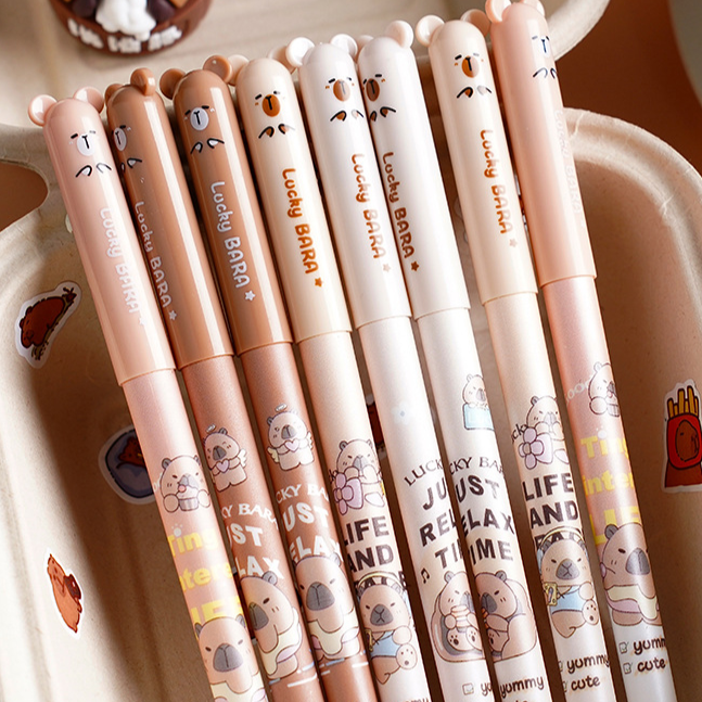 만추상회 귀여운 카피바라 기화펜 세트 지워지는 볼펜 학용품 선물, 8개, 블랙블루 13,900원