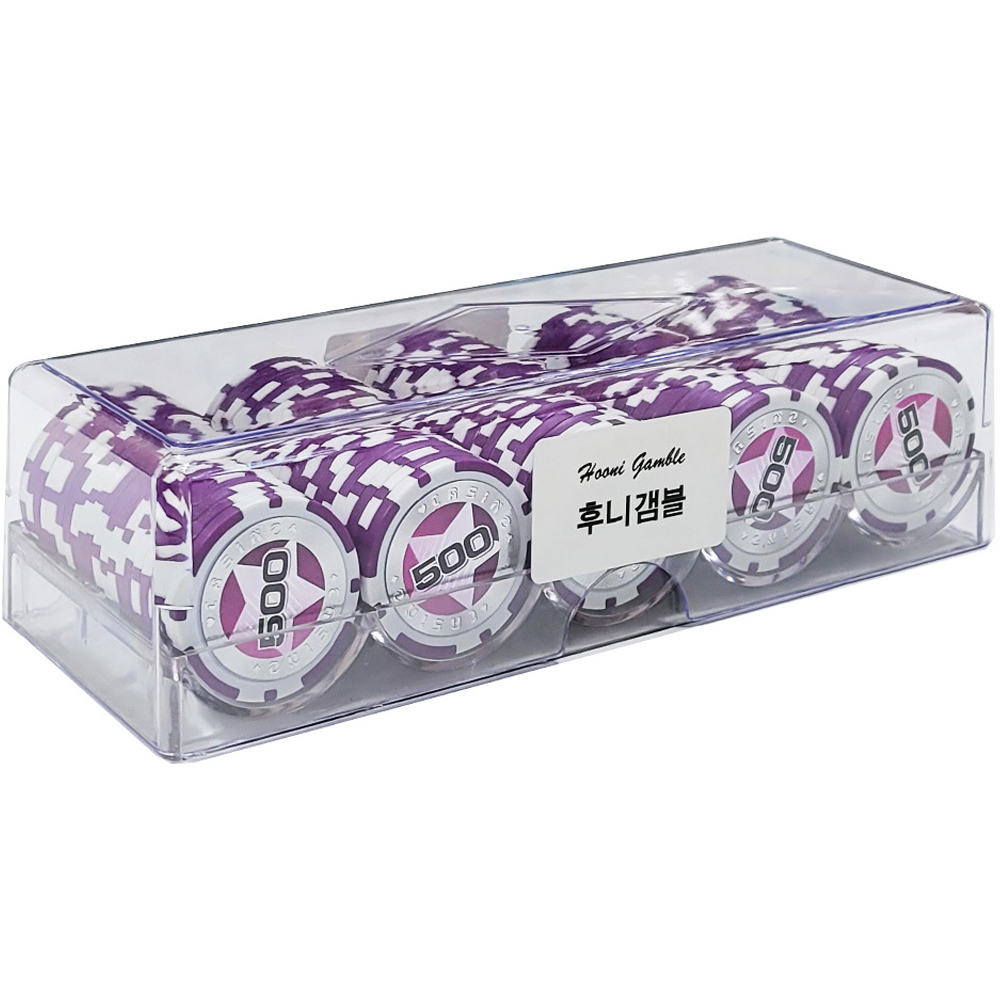 후니갬블 스타 숫자 500 클레이  포커칩 100p + 아크릴케이스 세트 14,900원