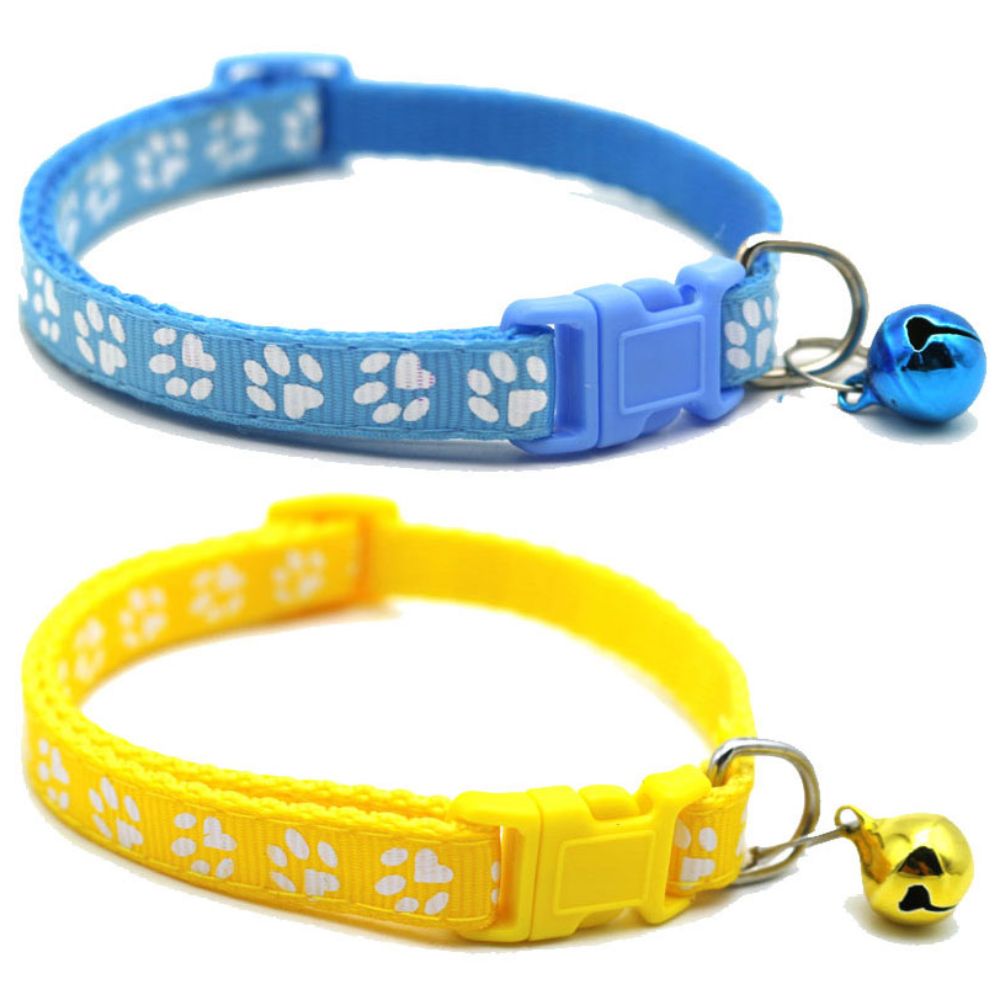 하니펫 반려동물 예쁜 발바닥 방울 목걸이, 1세트, 파랑+노랑 6,500원