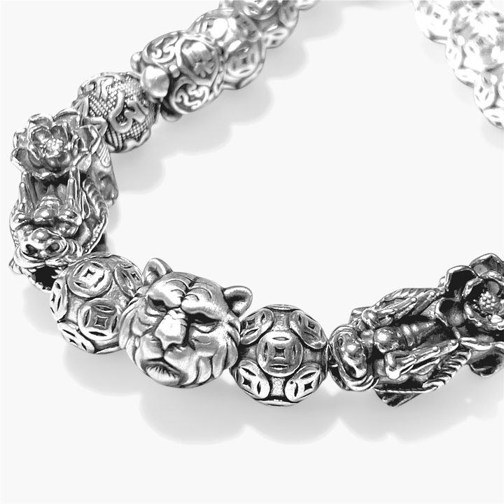 26년 봄맞이 4/10까지 기간 한정 할인 호랑이 거북이 비휴 팔찌 비슈 개운템 염주 재물운 925 실버 999 옴팔찌 남자 수호 염주 은팔찌 여성 남성 은염주 자체제작 214,900원