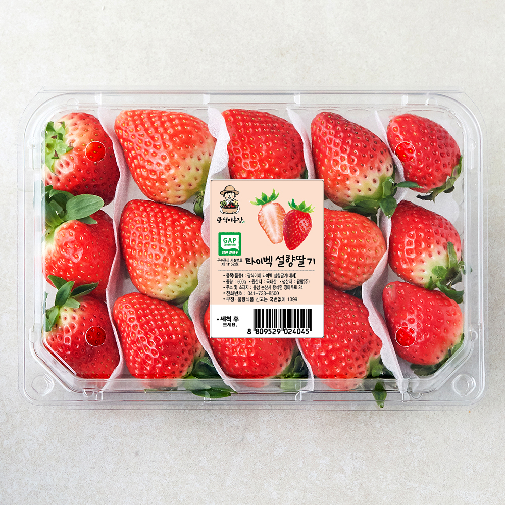 광식이농장 GAP 타이벡 설향딸기 대과, 500g, 1팩 7,380원