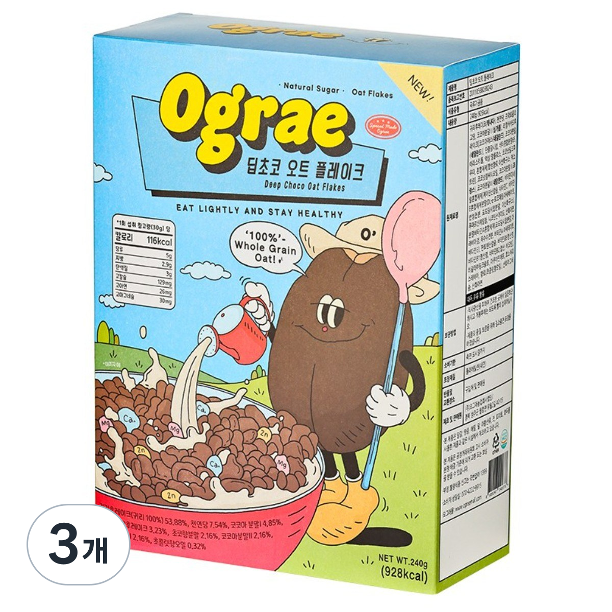 오그래 딥초코오트플레이크 리얼 카카오 건강한 귀리 시리얼, 3개, 240g 22,950원