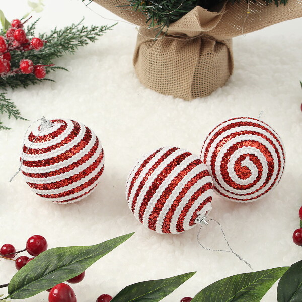 [도토로] 루비레드 글리터 장식볼 3p세트(8cm) (가로로프) 6,500원