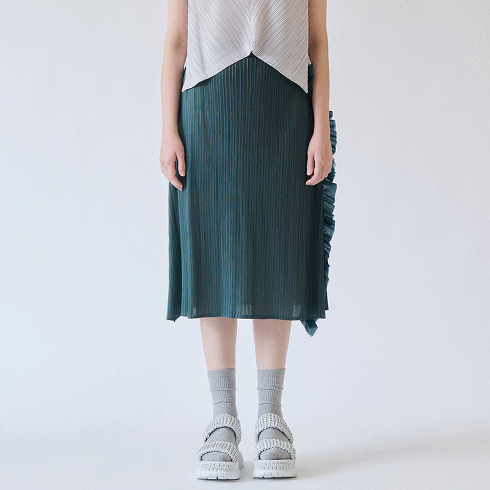 피네플리츠 프릴 배색 플레어 스커트 (2 Color) 119,340원