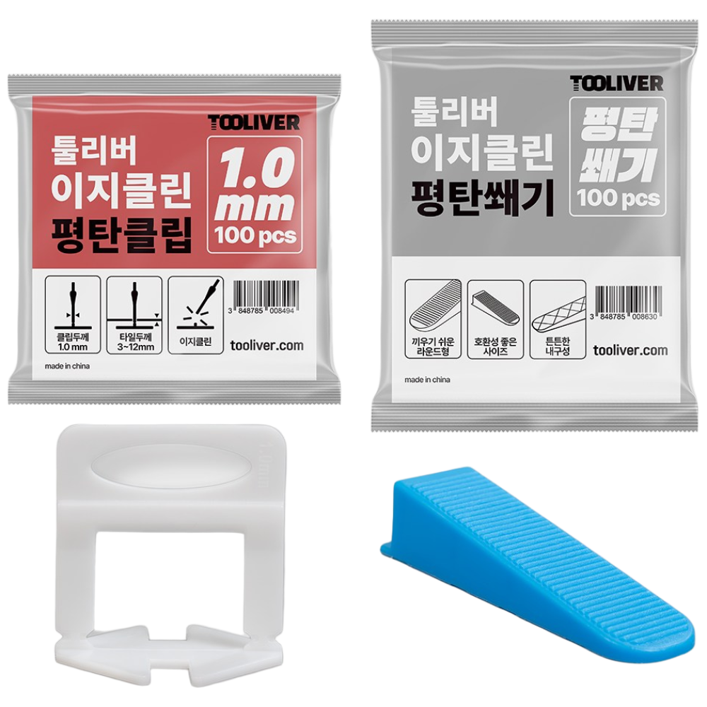 툴리버 타일평탄클립 이지클린 타일 수평 레벨링 100개입 Set, 5개 32,500원