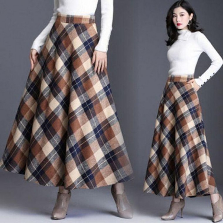 체크 패턴 모직 무드 스커트 치마 가을 겨울 51,220원