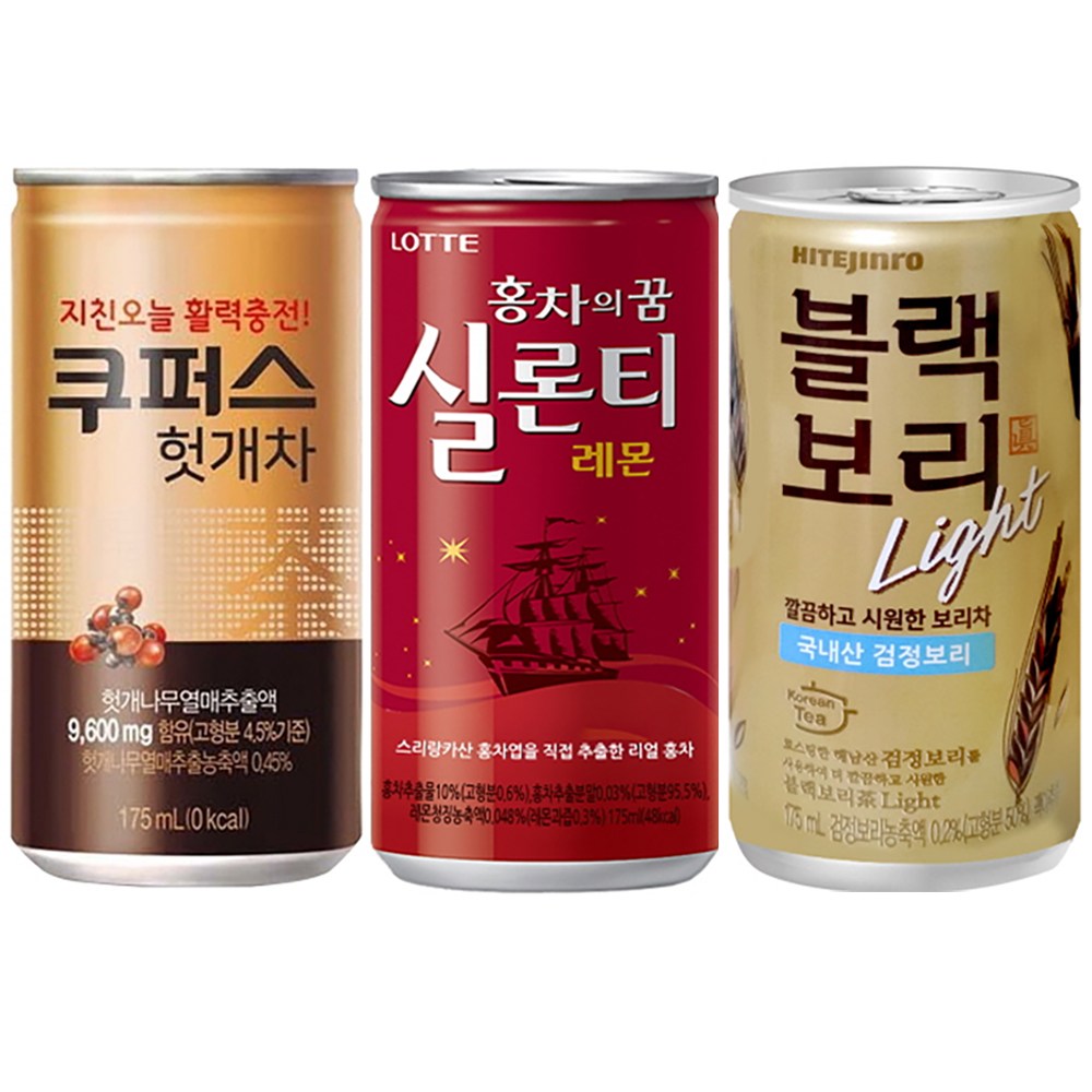 Yotta 쿠퍼스 헛개차 실론티 블랙보리 홍차의꿈 레몬 차음료 미니캔음료수 업소용 노래방 PC방, 90개, 175ml 42,800원