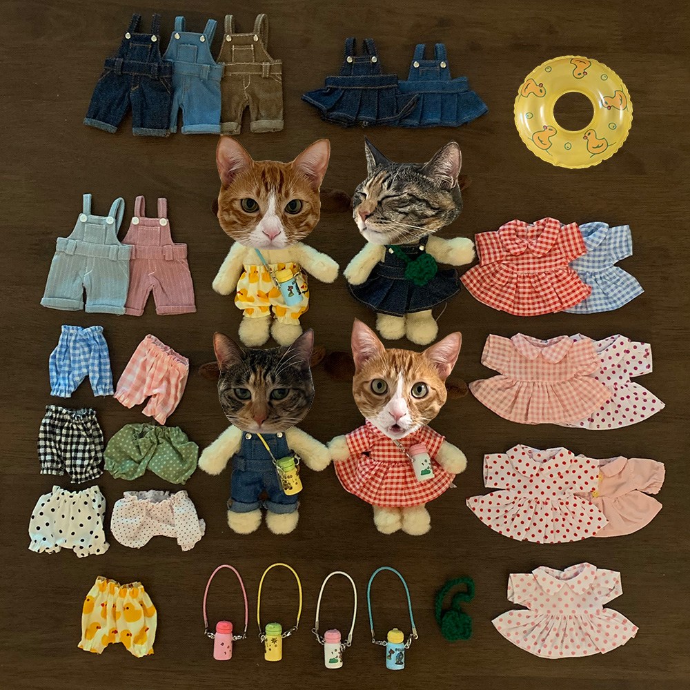 모루인형 키링 옷입히기 원피스 멜빵바지 치마 튜브 키링 토끼 곰돌이 인형 꾸미기 3,800원